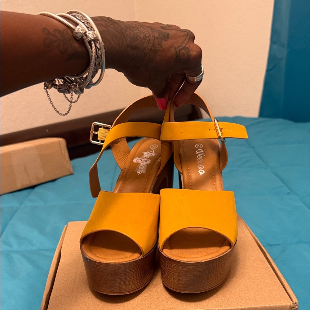 Yellow Platform Sandals - Picture 2 of 2